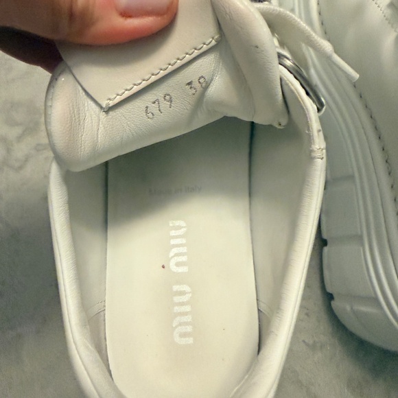 Miu Miu platform White Leather Sneakers size 38 - Picture 9 of 15